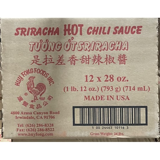 Hot Chili Sauce (Sriracha)-12x28oz/Case