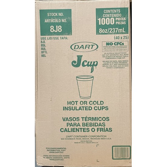 8oz Hot or Cold Dart cups (8J8)-1000/Case