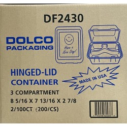 DF2430 3-Comp. Foam Container (DOLCO)-200/Case