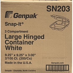SN203-9.25x9.25 3-Comp. Container (Genpak)-200/Case