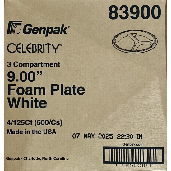 9” 3-Com.  Plate (83900)-500/Case