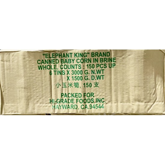 Whole Baby Corn (Elephant King)-150pcs-6Can/Case