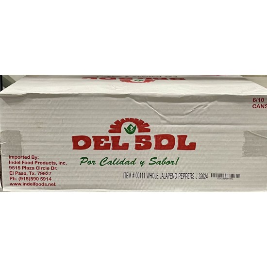 Whole Japapeno Peppers (DEL SDL)-6Cans/Case