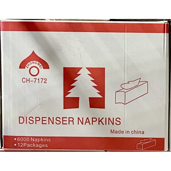White Dispenser Napkins CH-7172-500x12pk/Case