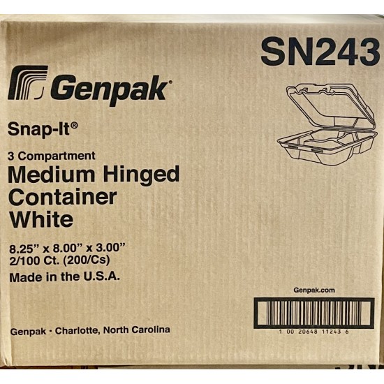 Hinged Lid Container (SN243)-8.25x8(Genpack)-200/Case