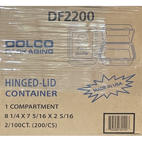 DF2200- 1-Comp. Foam Container (DOLCO)-200/Case