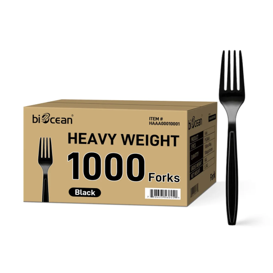 BLACK PLASTIC FORK 1000 CT