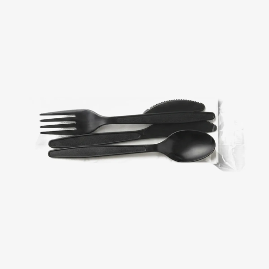 HEAVY BLACK CUTLERY KIT 250 CT