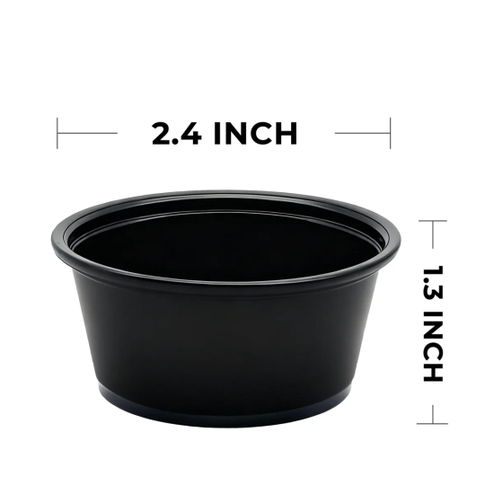 BLACK PORTION CUP 4 OZ (2500CT)