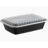 35oz Square Oval Plastic Box w/Lid (BLK)-150/Case