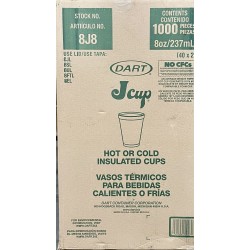 8oz Hot or Cold Dart cups (8J8)-1000/Case